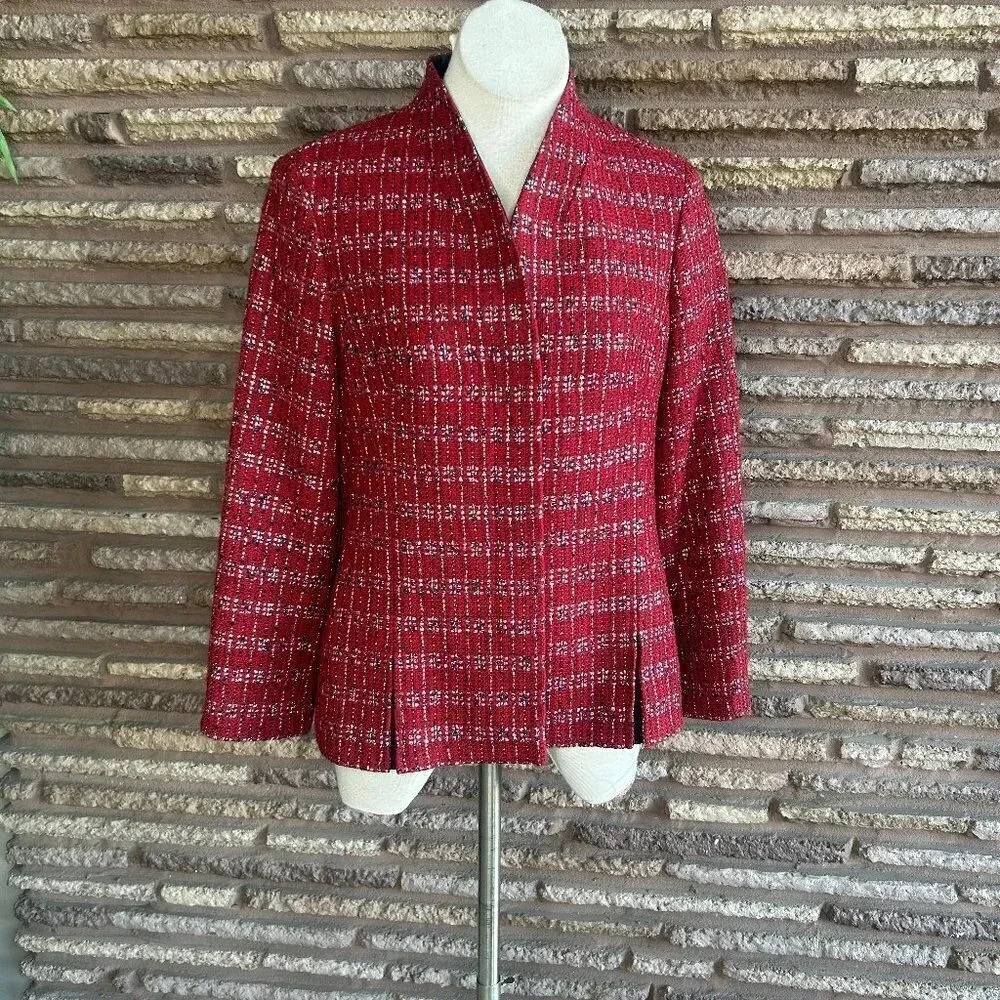 Doncaster Signature Red Tweed Blazer Jacket Vent Detail